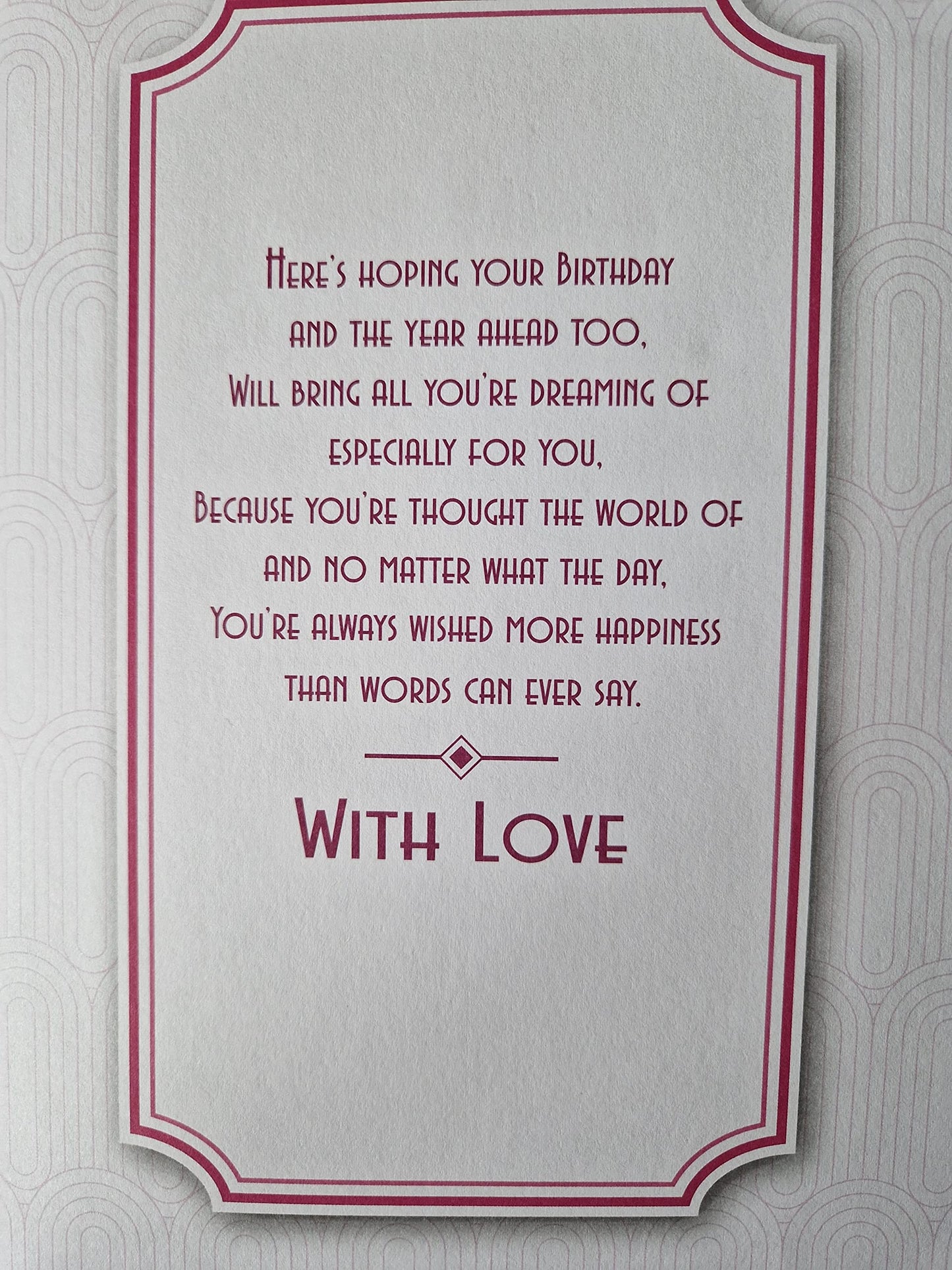 Art Deco Lady - Auntie - Glittered Birthday Card with Feather Detail