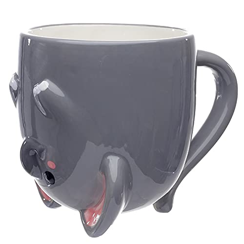 Puckator Adoramals Elephant Upside Down Ceramic Shaped Tea Coffee Mug Funny Home Accessories Cute Gifts for Girlfriend Large Mugs for Men Women Hot Drinks Cups Presents Secret Santa Gift Cup Set