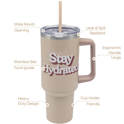 The Leonardo Collection Stay Hydrated Double Walled Stainless Steel Drink Cup 1200ml for Kitchen | Lovely Coffee Cup Set for Home & Office | Coffee & Tea Cups for Enjoying Hot Drinks