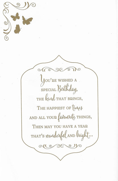 Large Wonderful Sister Birthday Card***Golden Butterfly**11 X 7 INCHES**AG3