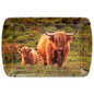 Country Highland Cow & Calf Small Serving Tray 24x16cm Trinket Snacks Brown