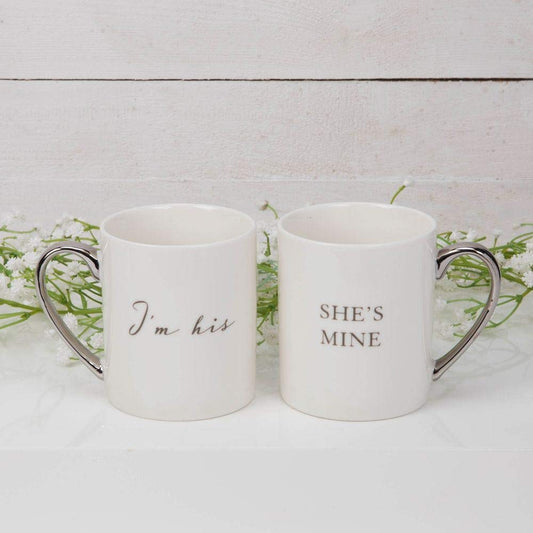 Amore Porcelain 2 Mug Gift Set Pair - I'm His She's Mine