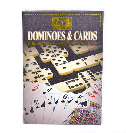 28Pc Double Six Dominoes & 2 Pack Playing Cards "M.Y"