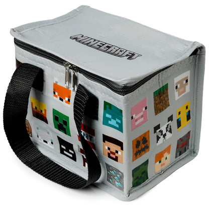 Puckator Cool Lunch Bag With Minecraft Faces Design Made Out Of Recycled Plastic Bottles - Insulated Lunch Bag for Women Men Children - Lunch Box Bag For Work & School - Beach Picnic Accessories