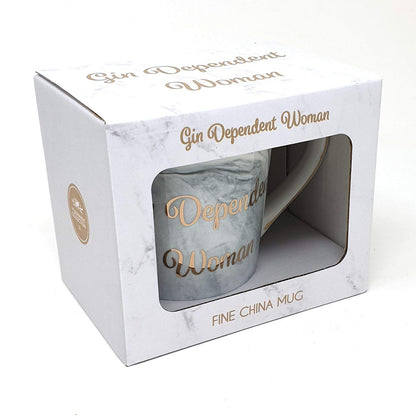 The Leonardo Collection Gin Dependent Woman White Grey Marble Gold Fine China Coffee Tea Mug