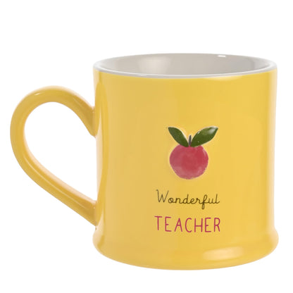 Celebrations - Love Life - 'Wonderful Teacher' Birthday/End of Term School Celebration Ceramic Mug - Kitchen Gifting and Homeware for Tea, Coffee & Hot Drinks - 330ml / 11.15oz.