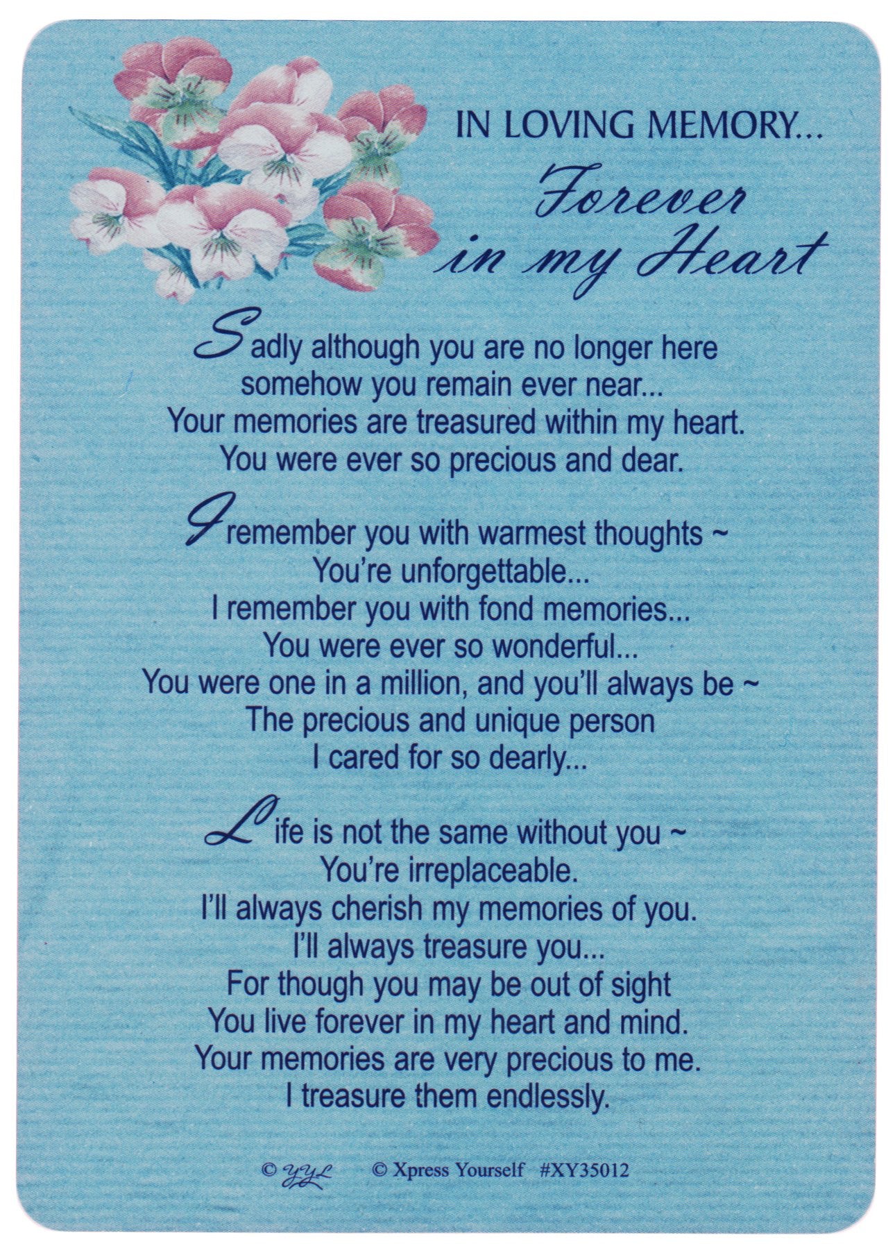 Memorial Graveside Card - In Loving Memory Forever in my Heart