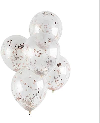 5 pcs Confetti Latex Balloons 3 Colours Birthday Wedding Party Baby Shower Decor (Rose Gold)
