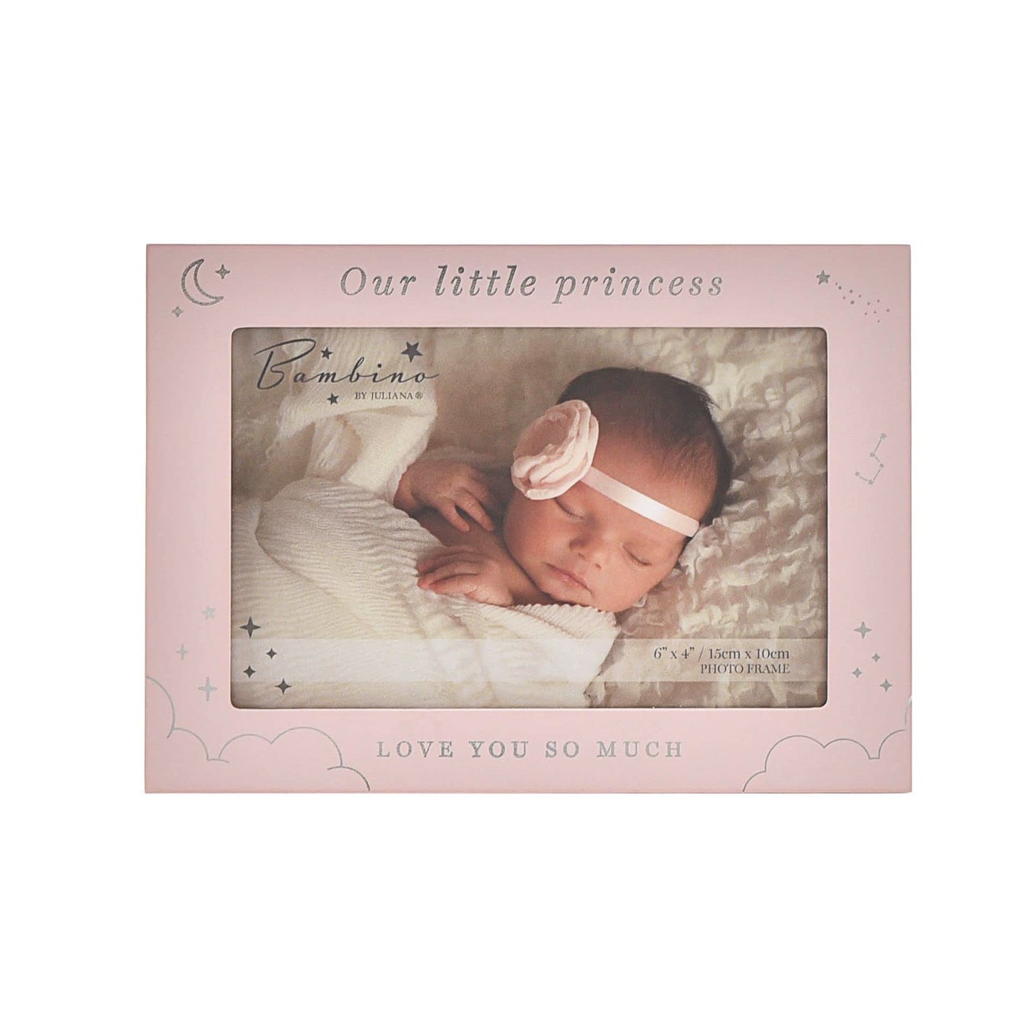 Baby 6" x 4" Photo Frame by Bambino Moon and Stars - Our Little Princess/Pink