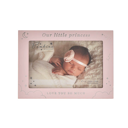 Baby 6" x 4" Photo Frame by Bambino Moon and Stars - Our Little Princess/Pink