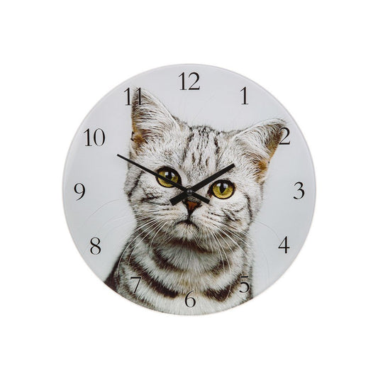 Visage - Large Glass Cat Clock