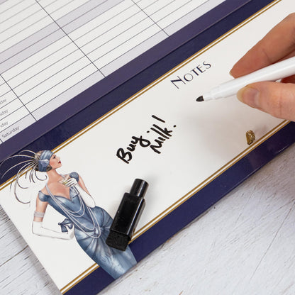 Claire Coxon Art Deco 2026 Family Organiser Wall Calendar | Large 4-Column Monthly Planner with Wipe-Clean Notes, Pen & Hanging Loop