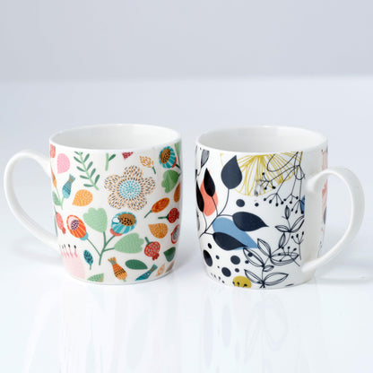 Puckator Autumn Falls, Wisewood Set of 2 Pick of the Bunch Porcelain Tea Coffee Mugs Funny Home Accessories Cute Gifts for Girlfriend Large Mugs Men Women Hot Drinks Cups Presents Secret Santa Gift