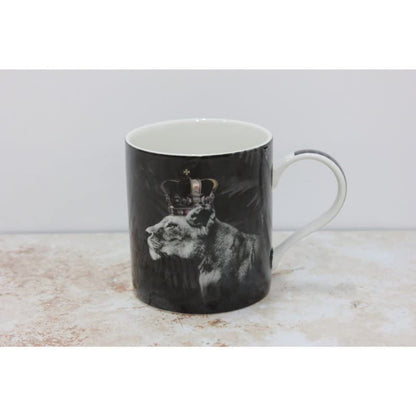 lesser and pavey LP34115 Ceramic Mug | Royal Lioness design | 1 Pc, Black & White