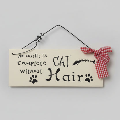 Small Wooden Sign Decoration with Red Gingham Ribbon and Wire