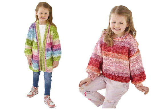 King Cole Kids Knitting Pattern Girls Chunky Long Jacket & Sweater (6198)