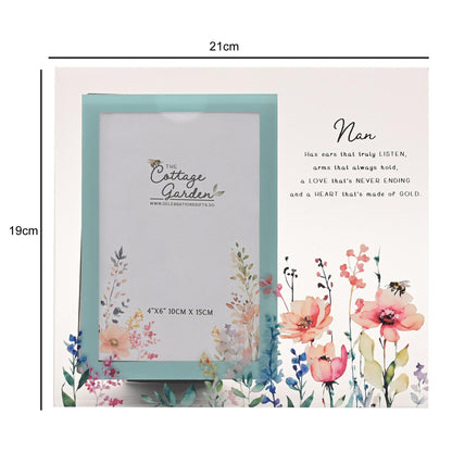Floral Glass Photo Frame with Wording and Holds 4'x6' Photo