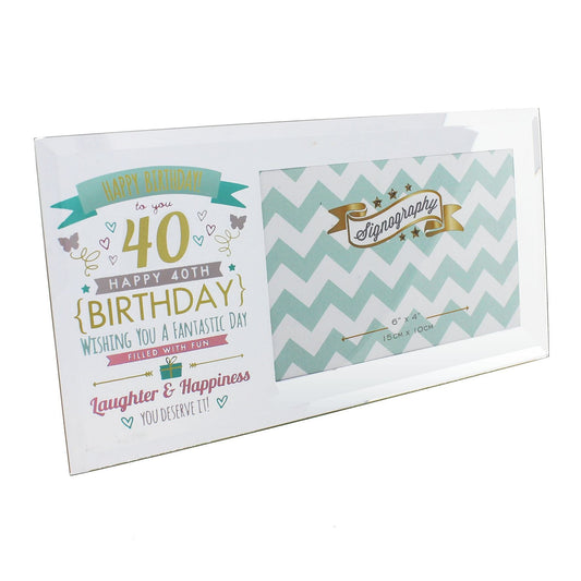 Widdop Signography Birthday Glass Frame Ladies 6" x 4" - 40th