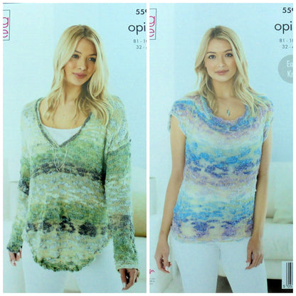 Knitting Pattern Womens Long Sleeve Jumper & Sleeveless Top in Opium Palette 5591 King Cole