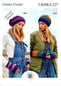 Beanie Hats & Fingerless Mitts Crochet Knitting Pattern in Chunky - UKHKA 227