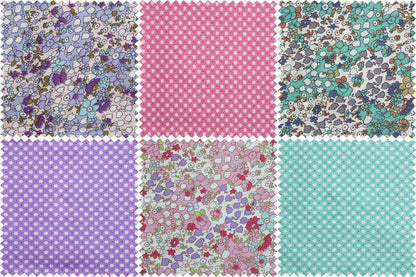 Fat Quarter Bundle: Cotton: 6 x 54cm x 45cm: Pastel Wildflowers