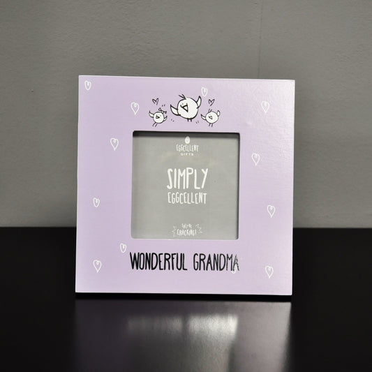 "Wonderful Grandma" Lilac Purple 4"x4" Wood Novelty Sentimental Photo Frame