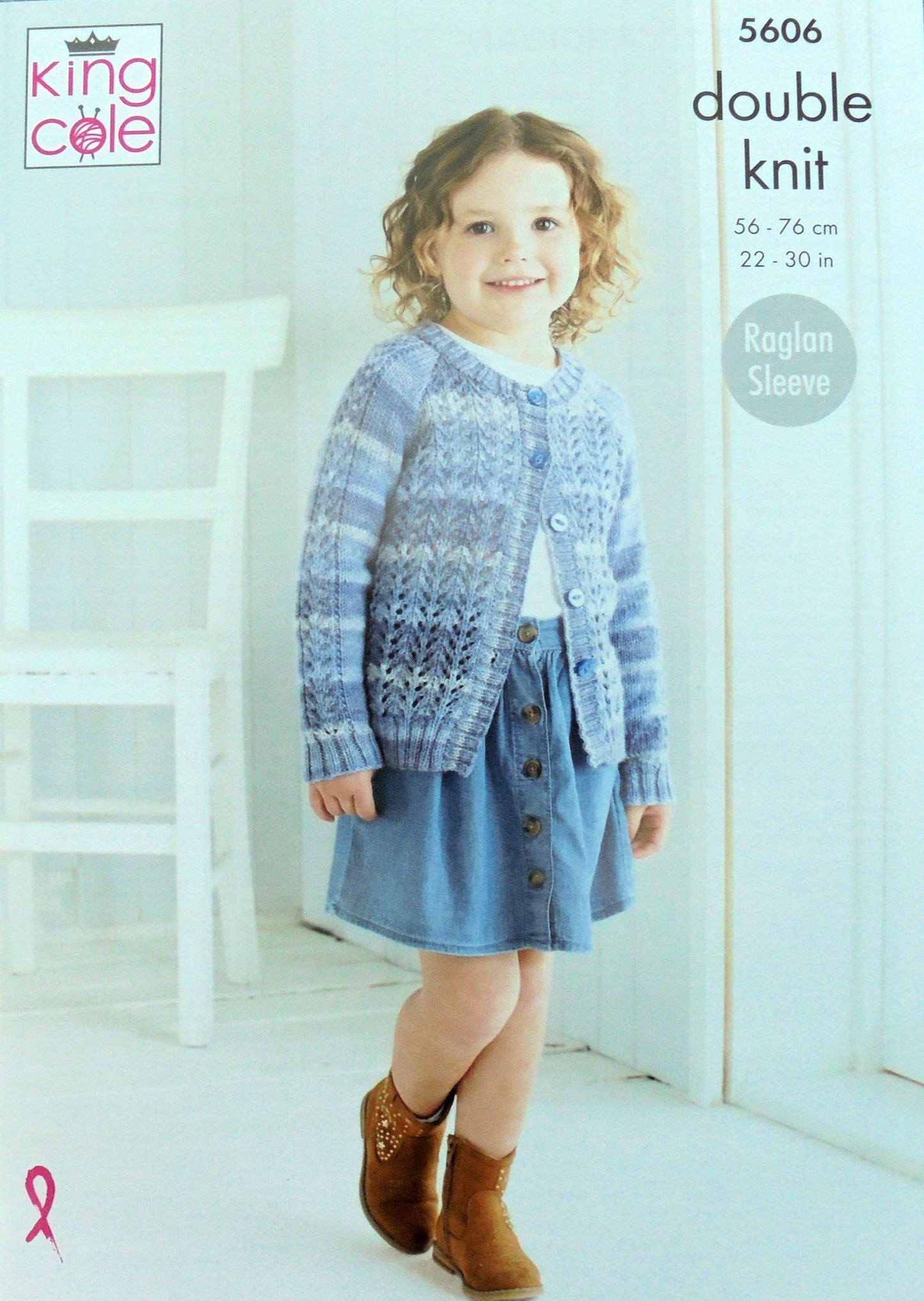 Girls Knitting Pattern Lacy Jumper and Cardigan in Island Beaches DK 5606 King Cole