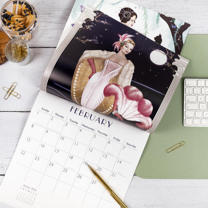 Claire Coxon Art Deco 2026 Square Wall Calendar | Monthly Planner Featuring Original Art Deco Illustrations | Elegant Decorative Calendar