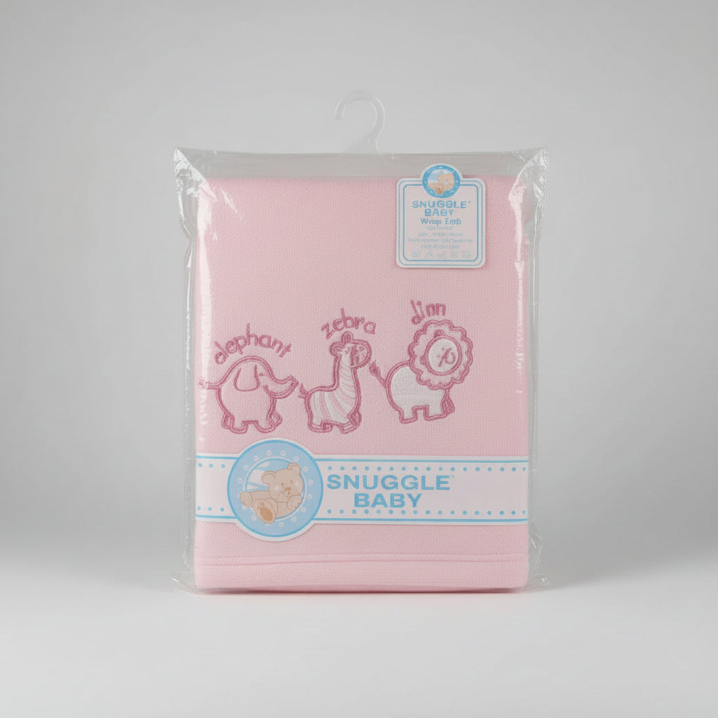 Snuggle Baby Embroidered Fleece Pram Blanket (Pink)