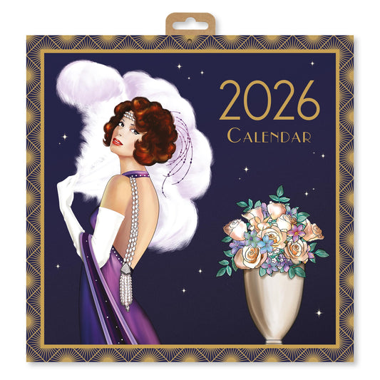 Claire Coxon Art Deco 2026 Square Wall Calendar | Monthly Planner Featuring Original Art Deco Illustrations | Elegant Decorative Calendar