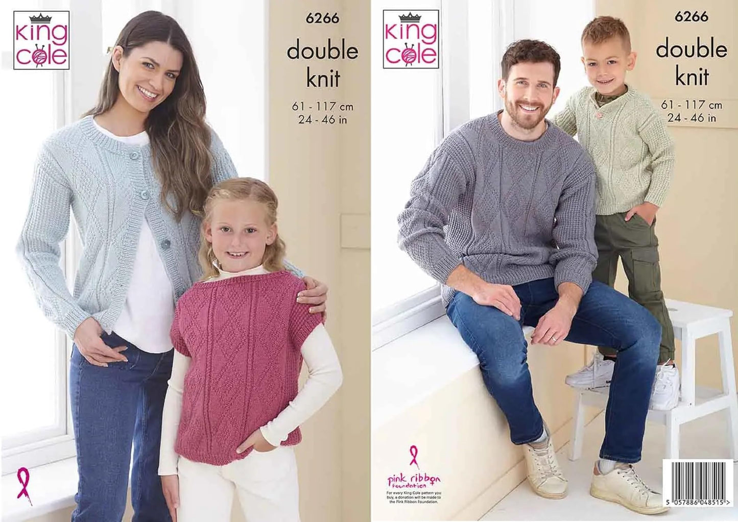 King Cole Cardigan Sweater & Top Double Knit Knitting Pattern Kids & Adults 6266