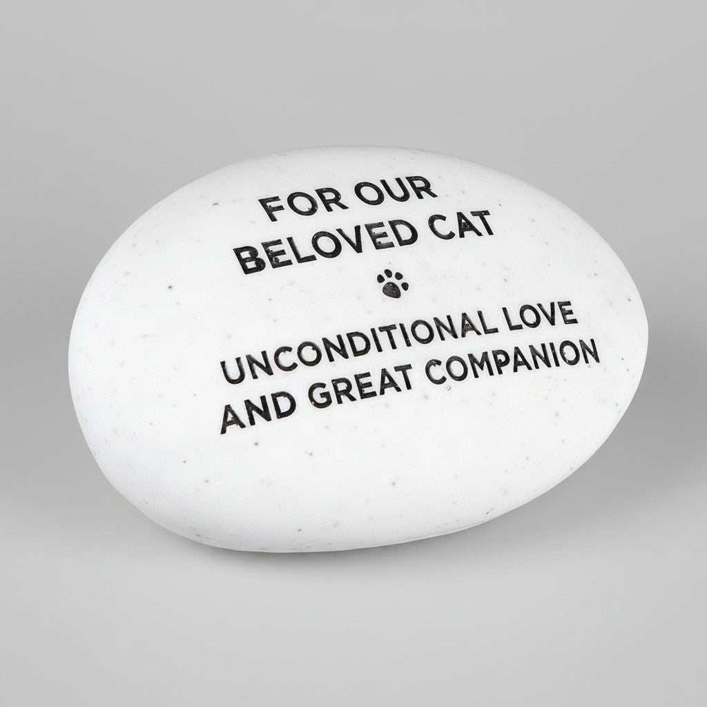Beloved Cat Pebble Graveside Memorial Ornament