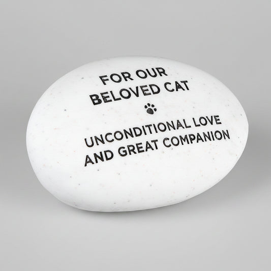 Beloved Cat Pebble Graveside Memorial Ornament
