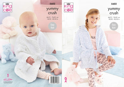King Cole 5602 Knitting Pattern Baby & Childrens Dressing Gowns in Yummy Crush Chunky