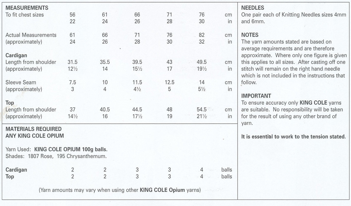 King Cole 4473 Knitting Pattern Girls Cardigan and Sweater in Opium