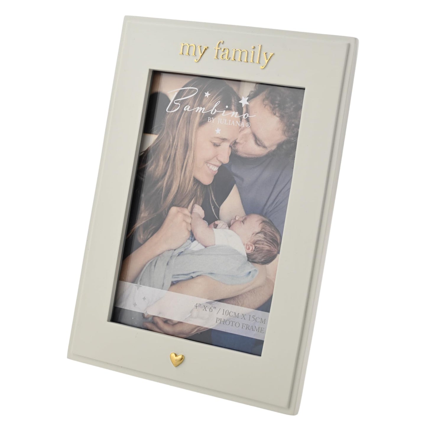 Bambino by Juliana - White Vertical Horizontal Picture Photo Frame 4" x 6" 'My Family'. Gift and Display Frame Celebrating New Born Babies, Christening & Baby Shower.