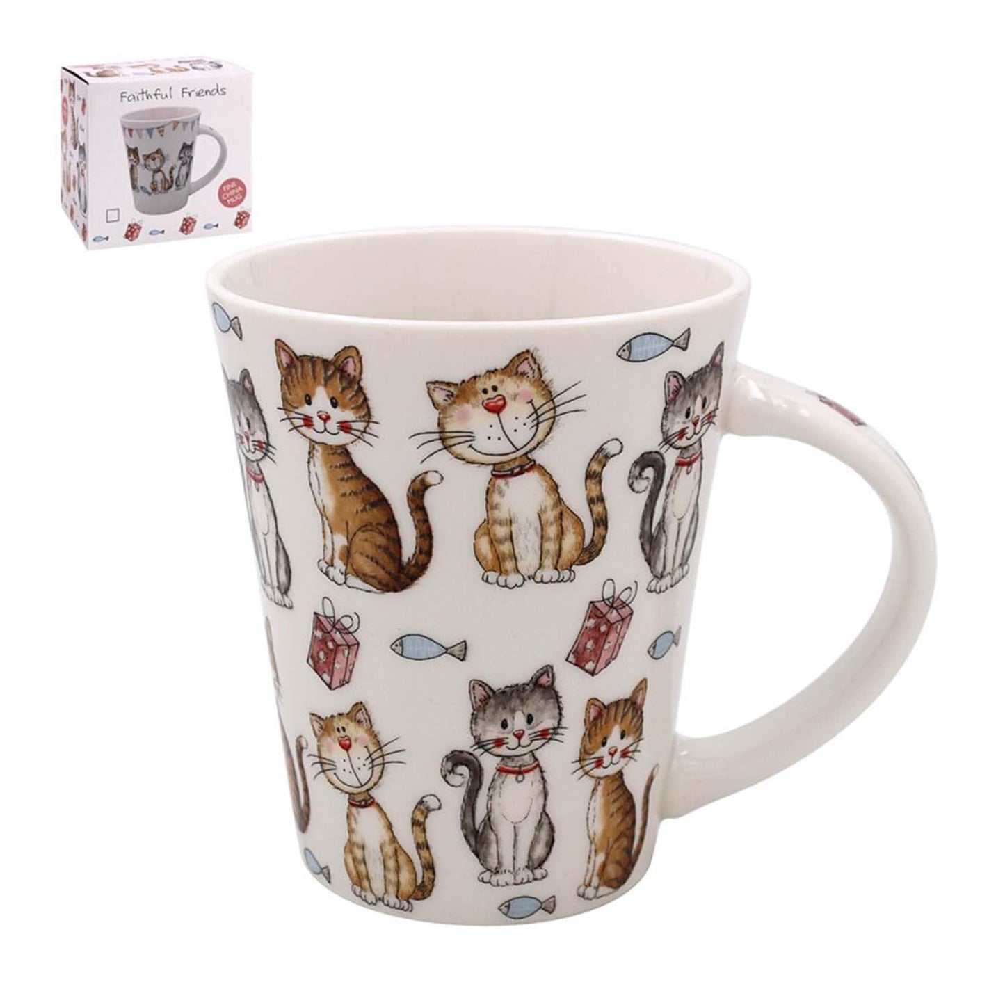 The Leonardo Collection Faithful Friends - Set of 2 Cats Design - Fine China Mugs, LP73797