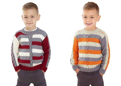 King Cole Kids Double Knit Knitting Pattern Boys Cable Detail Sweaters (6261)