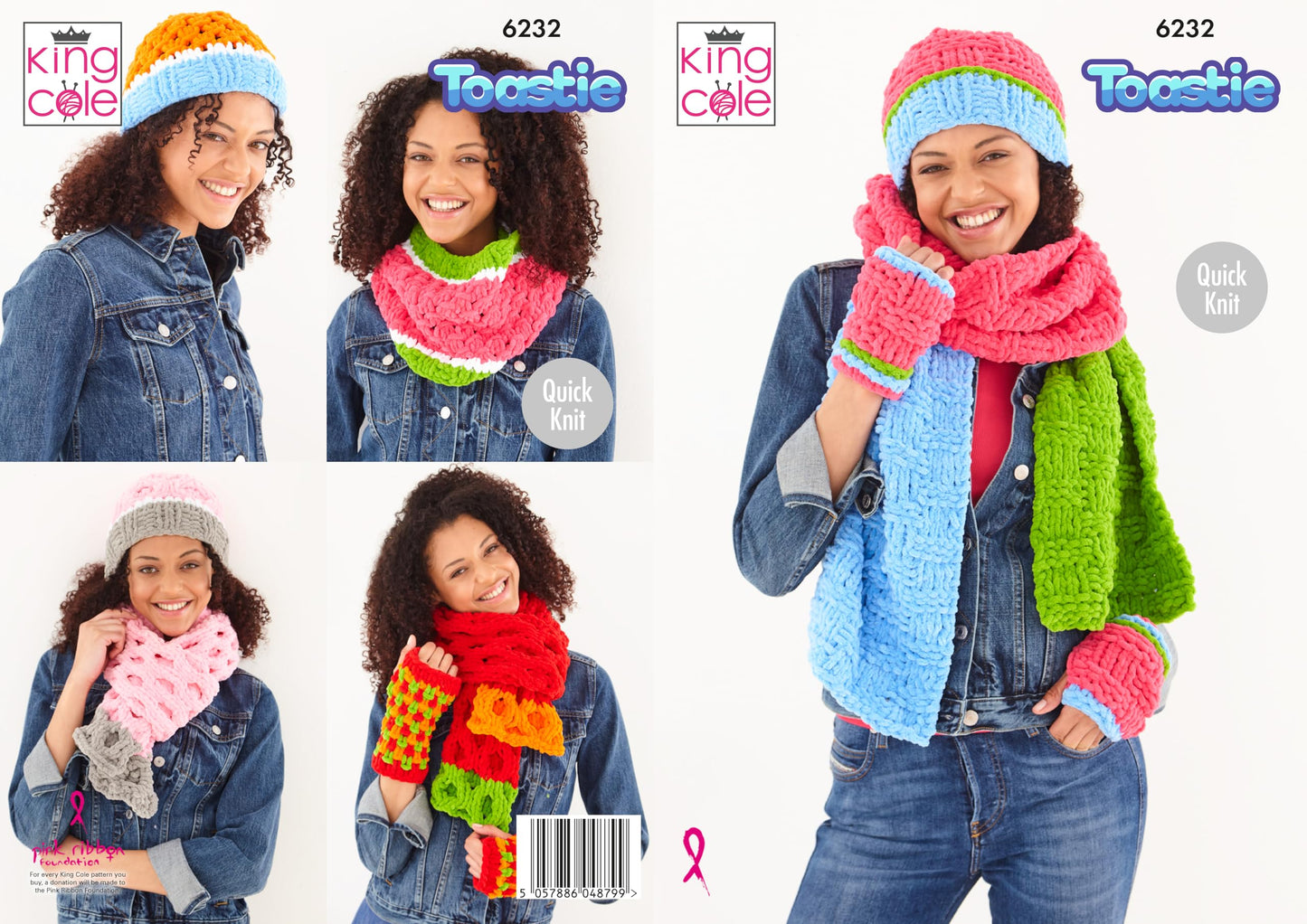 King Cole 6232 Knitting Pattern Womens Hats Scarves Handwarmers in Toastie