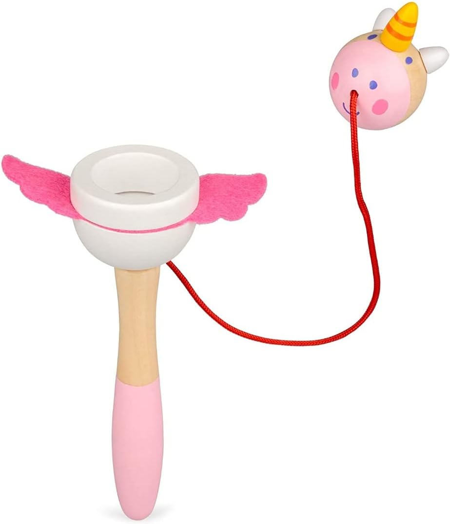 Tobar 38189 WOODEN UNICORN AND DRAGON CUP AND BALL, Tan, 15.5 cm  one supplied at random