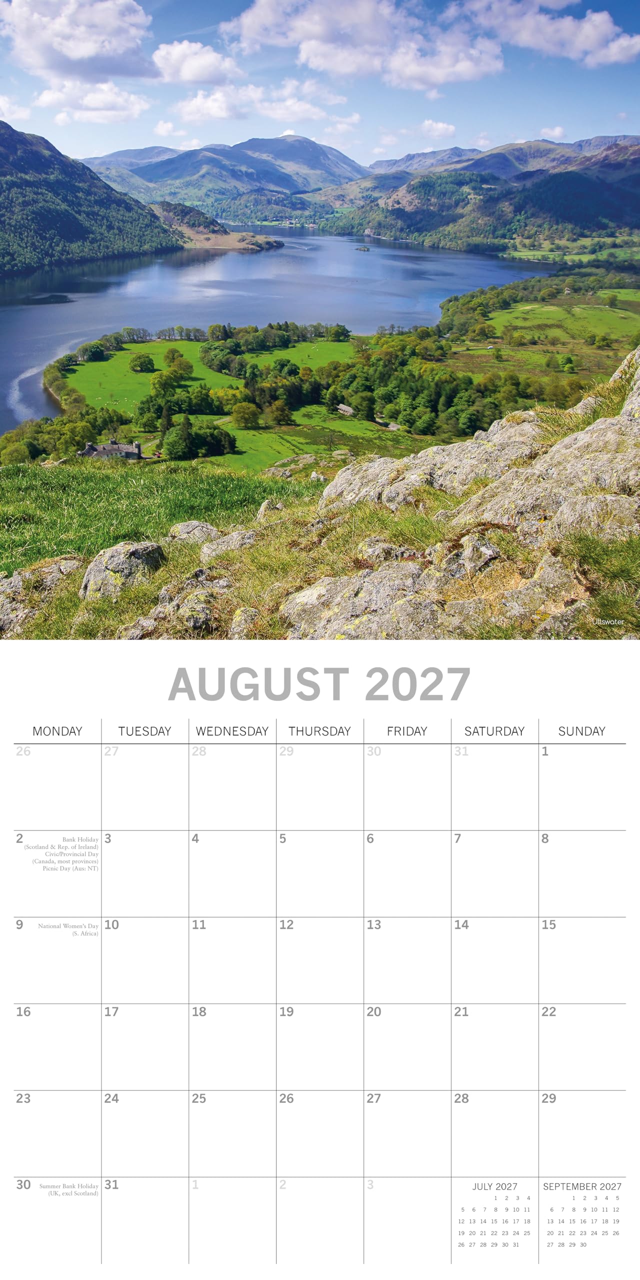 TGSC | Lake District 2026-2027 Calendar, 16-Month Square Wall Calendar (Sept 2026-Dec 2027), UK Planner with Lake Photography, Home or Office Organiser | 30 x 30 cm