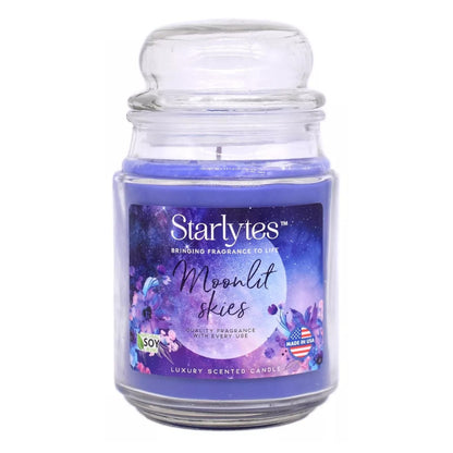2X Starlytes 510g Large Glass Jar Candle (125hr Burn Time) - Moonlit Skies