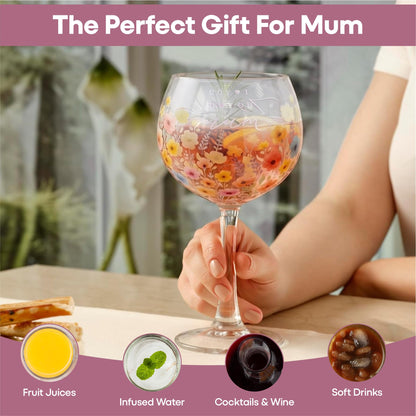 Lesser & Pavey I Love You Mum Range Mum Gin Glass for Home, Kitchen, Restaurant & Parties | Lovely Gin Glassware for Drinks | Lovely Gift for Women, Men, Wedding & Christmas