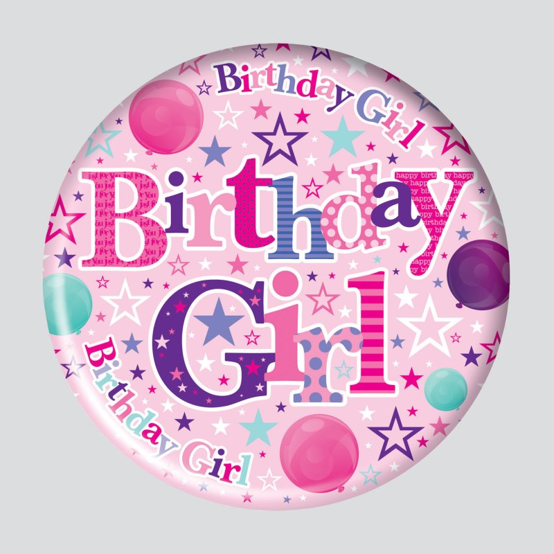 Jumbo Birthday Girl Pink Badge Party Fun Celebration Girls Children Kids