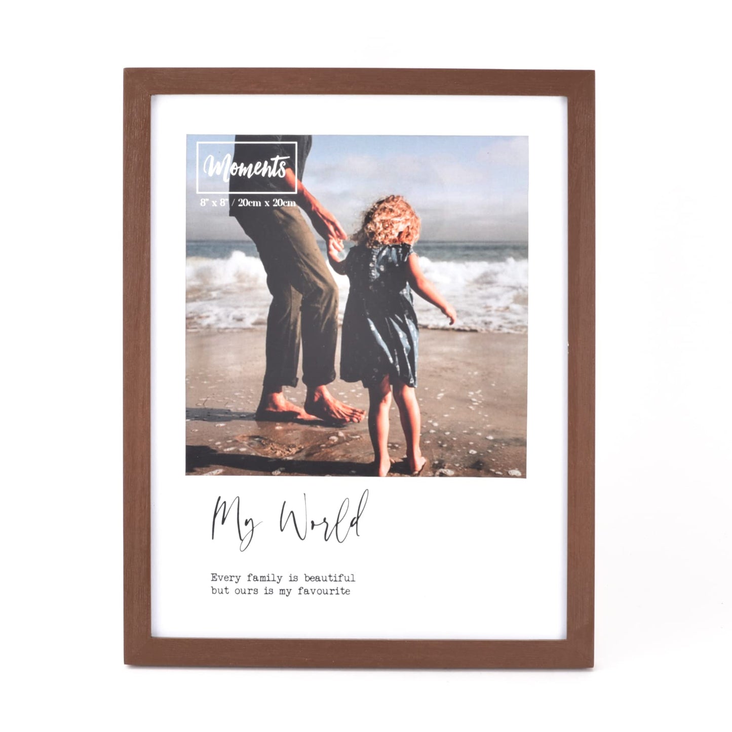 Moments Modern Wooden Brown Photo Frame With Sentiment 8" x 8" - Memories