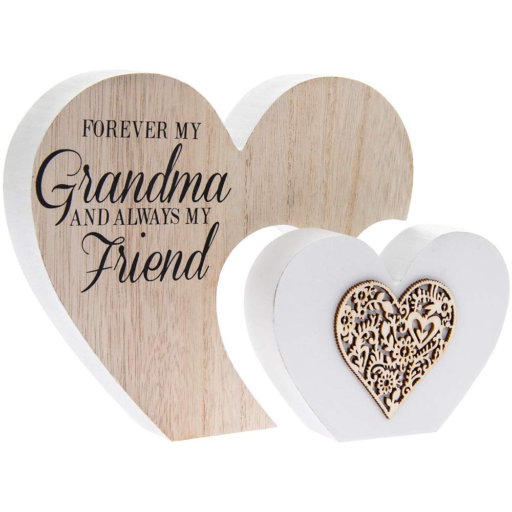 The Leonardo Collection LP43428 Plaque | Double Heart Grandma Sentiments | 1 Piece-21x19x16 cm Accessory, Multi Color