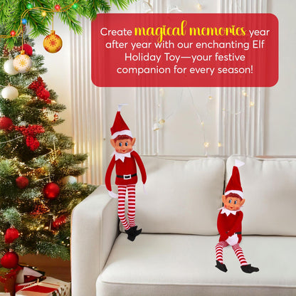 Elves Behavin' Badly Charming Red Long Leg Soft Body Vinylface Girl Elf with Hat - 30 cm