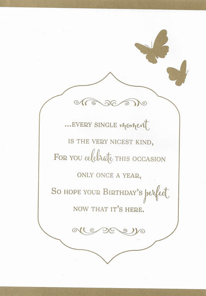 LARGE WONDERFUL MOTHER BIRTHDAY CARD***GOLDEN BUTTERFLY***7 X 11 INCHES***AG3