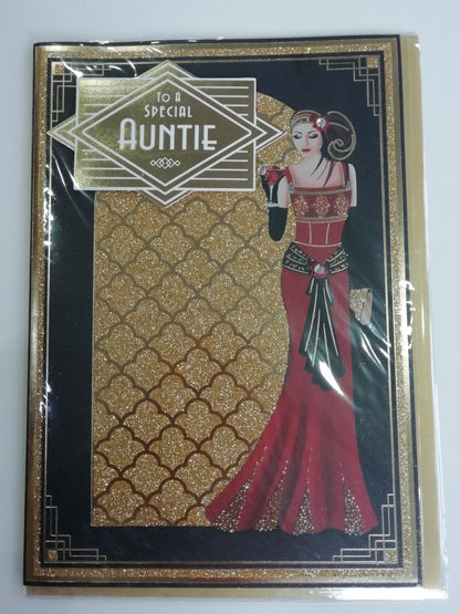 Art Deco Lady - MUM- Glittered Birthday Card