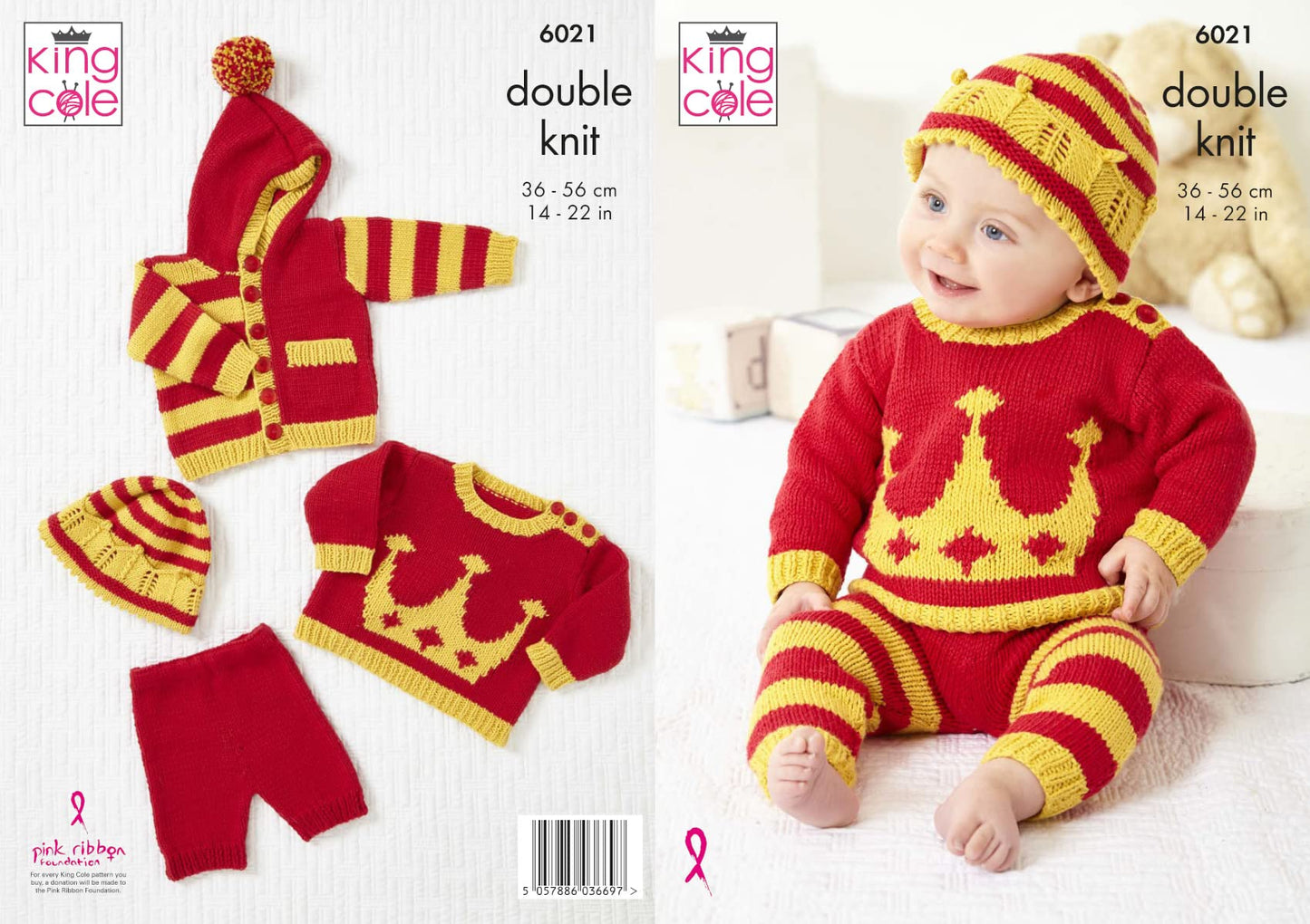 King Cole Baby DK Knitting Pattern Coronation Crown Sweater Hoodie Trousers & Shorts (6021)